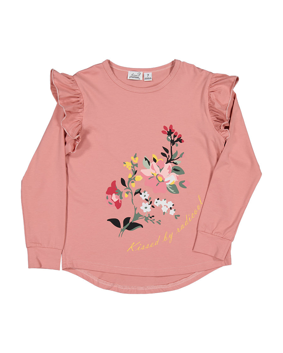 KISSED BY RADICOOL FLORA FRILL LS TEE