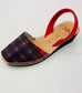 LULU AVARCAS BLACK WEDGE IN RED TARTAN