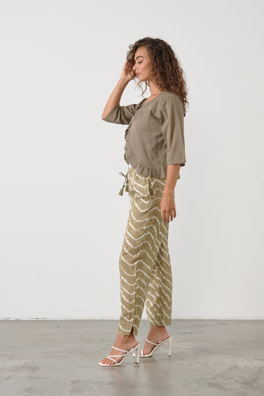 CAJU COTTON TIE DYE PANTS IN OLIVE