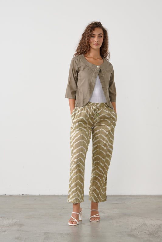 CAJU COTTON TIE DYE PANTS IN OLIVE