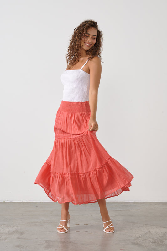 CAJU WATERMELON LONG COTTON SKIRT