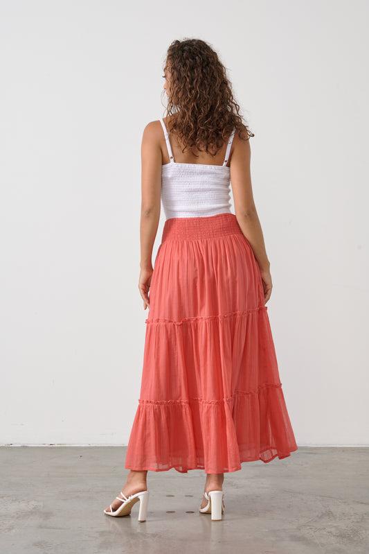 CAJU WATERMELON LONG COTTON SKIRT