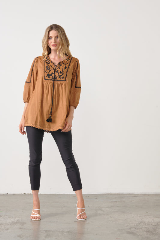 HOLMES & FALLON COPPER LONG SLEEVE TOP