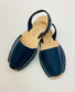 LULU AVARCAS NAVY LEATHER FLAT SANDAL