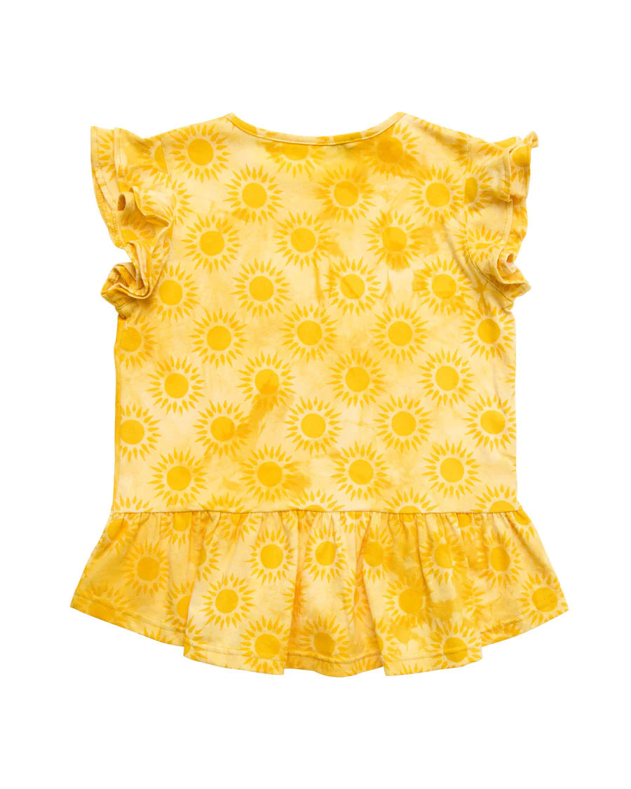 KISSED BY RADICOOL SUNSHINE TIE DYE FRILL TEE