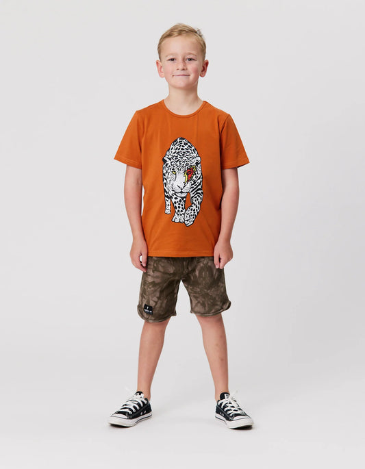 RADICOOL DUDE BOLT LEOPARD TEE IN RUST