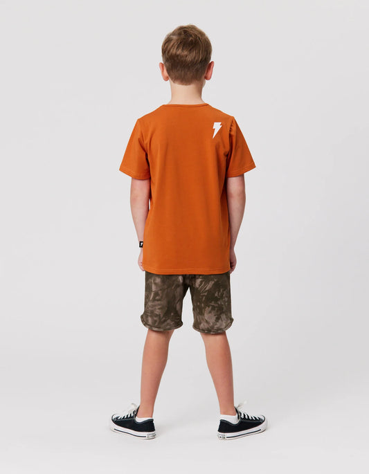 RADICOOL DUDE BOLT LEOPARD TEE IN RUST