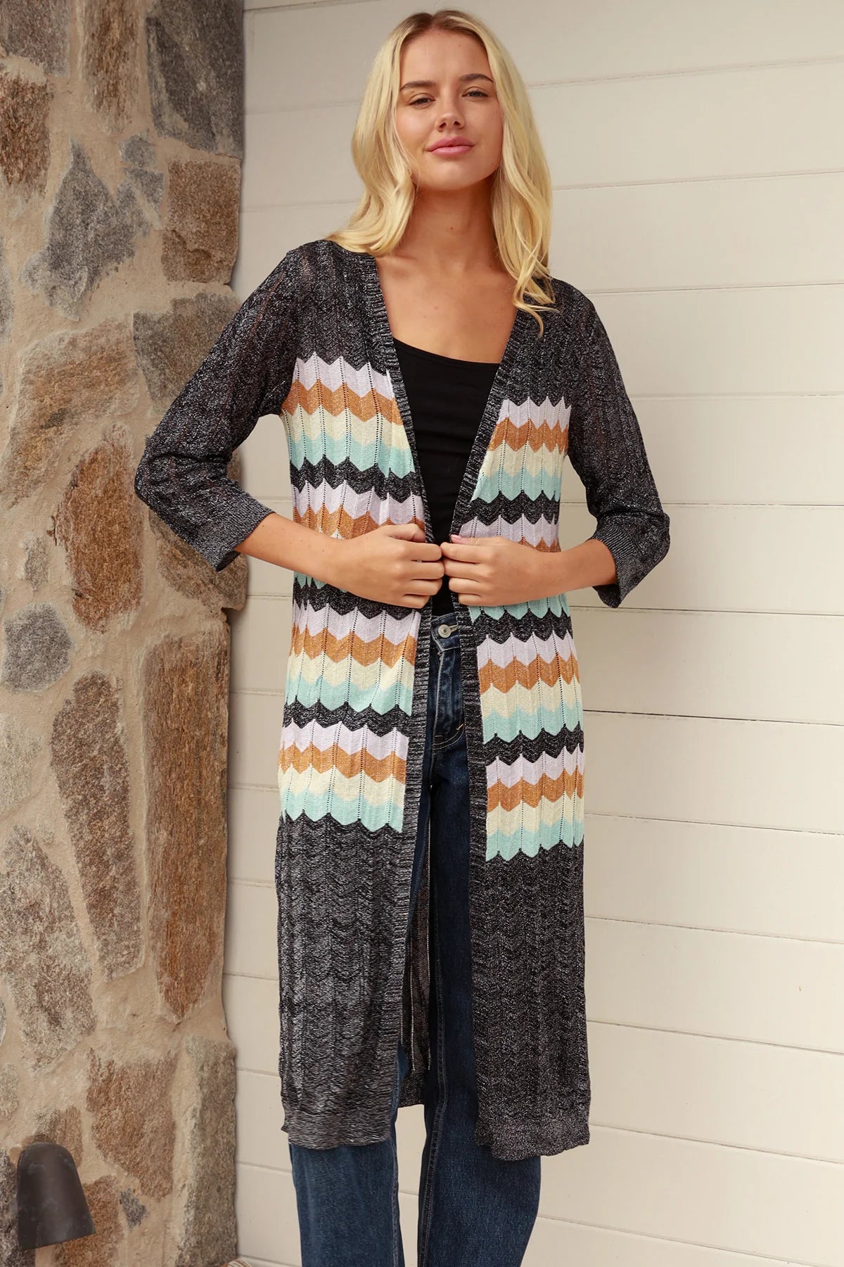 CHARLOTTE LIGHTWEIGHT CARDI IN CHARCOAL