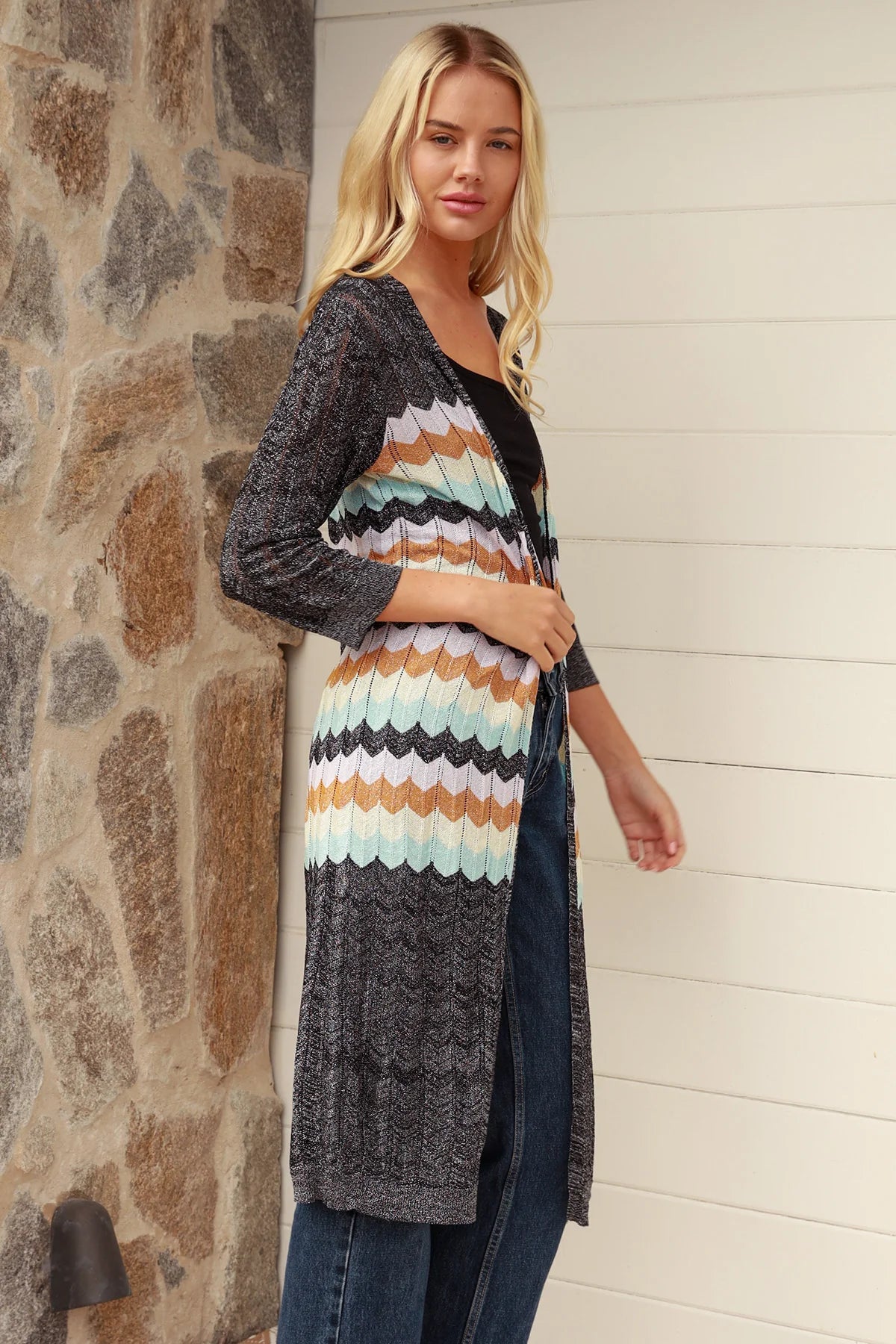 CHARLOTTE LIGHTWEIGHT CARDI IN CHARCOAL