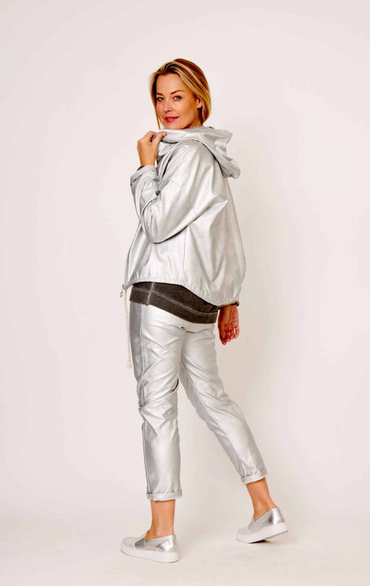 LA STRADA SILVER JACKET WITH HOOD